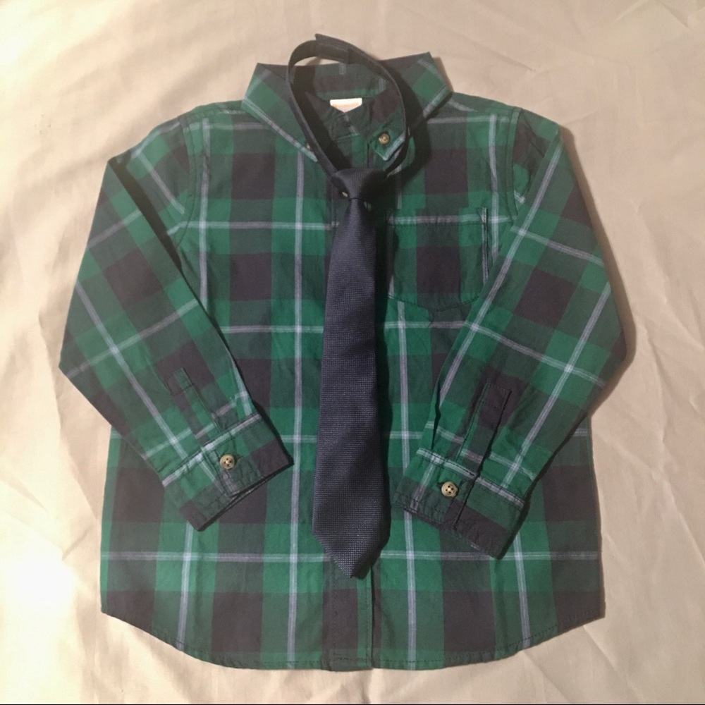 NWOT Gymboree Plaid Dress Shirt with Tie